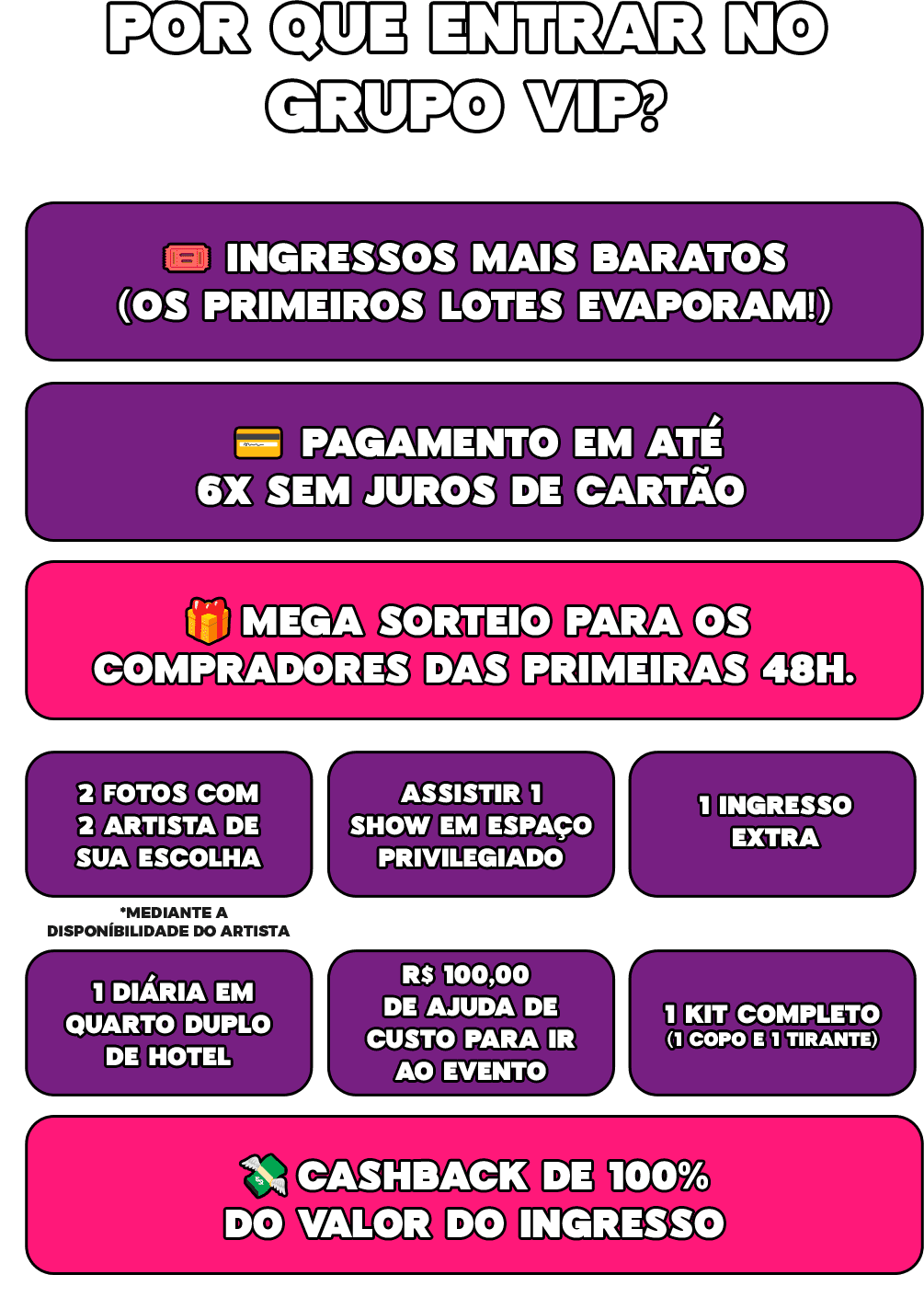 Vantagens do grupo vip